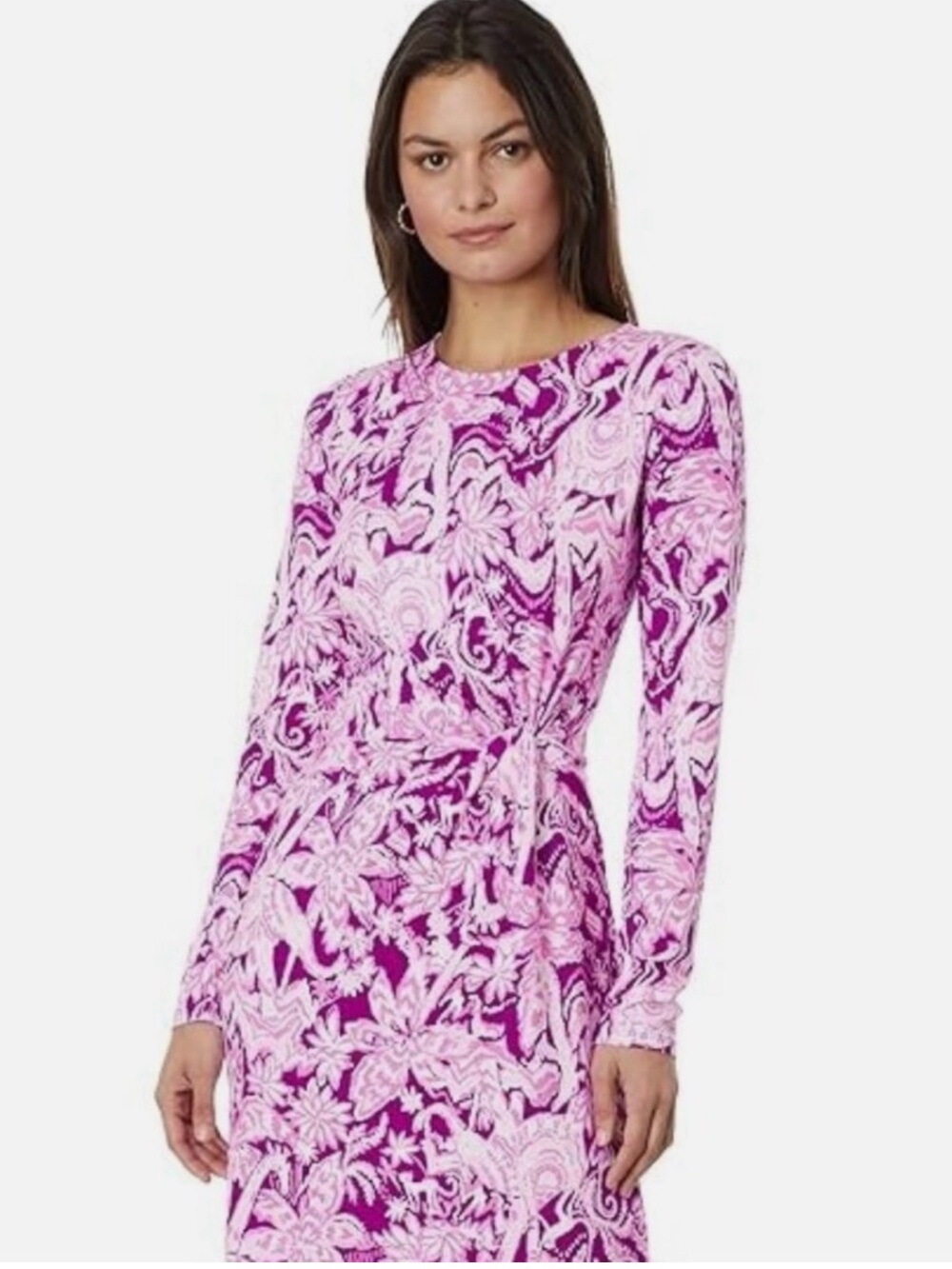 Lilly Pulitzer Fuchsia and Light Pink Floral Long Sleeve Dress - Picture 1 of 4